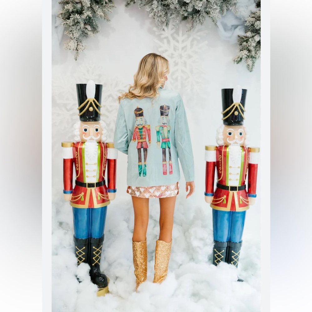 JUDITH MARCH Mint Green Corduroy Toy Soldier Christmas Blazer Coat L RARE